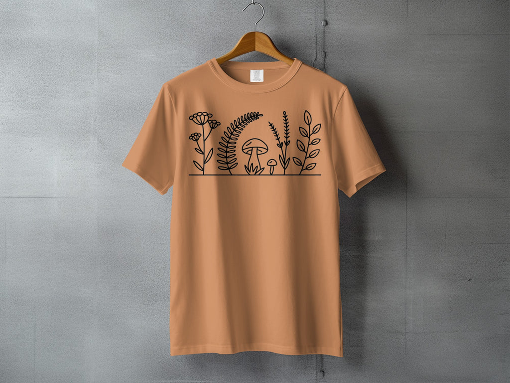 Botanical Sketchline Art Mushroom Ferns Plants product type