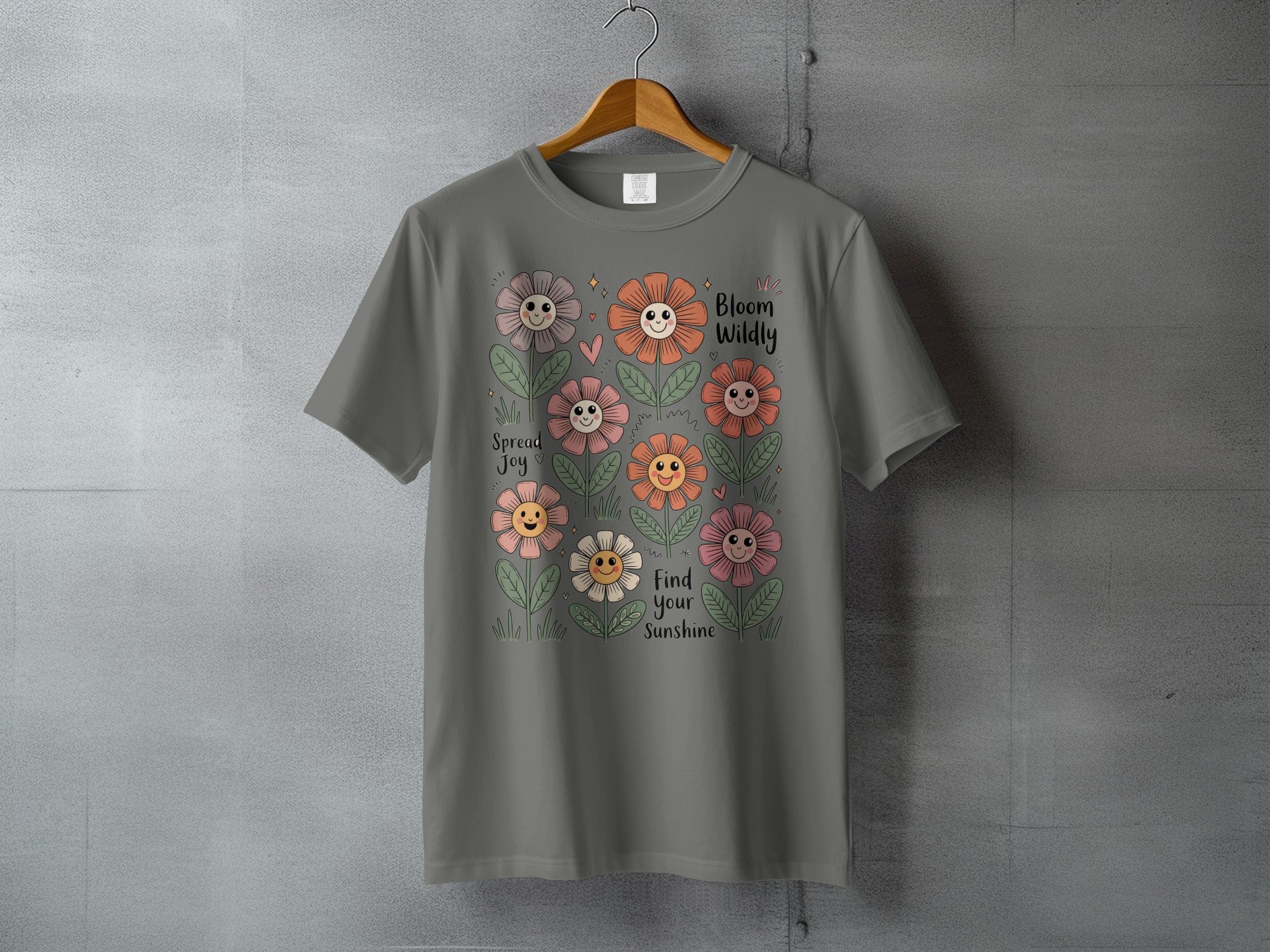 Cute Cartoon Flowers Bloom Wildly Spread Joy T-shirt