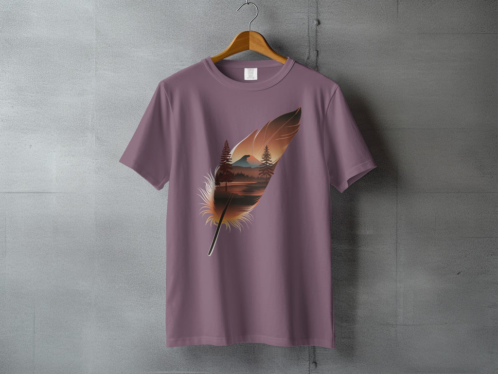 Feather Landscape Sunset Mountains Artistic T-Shirt product type
