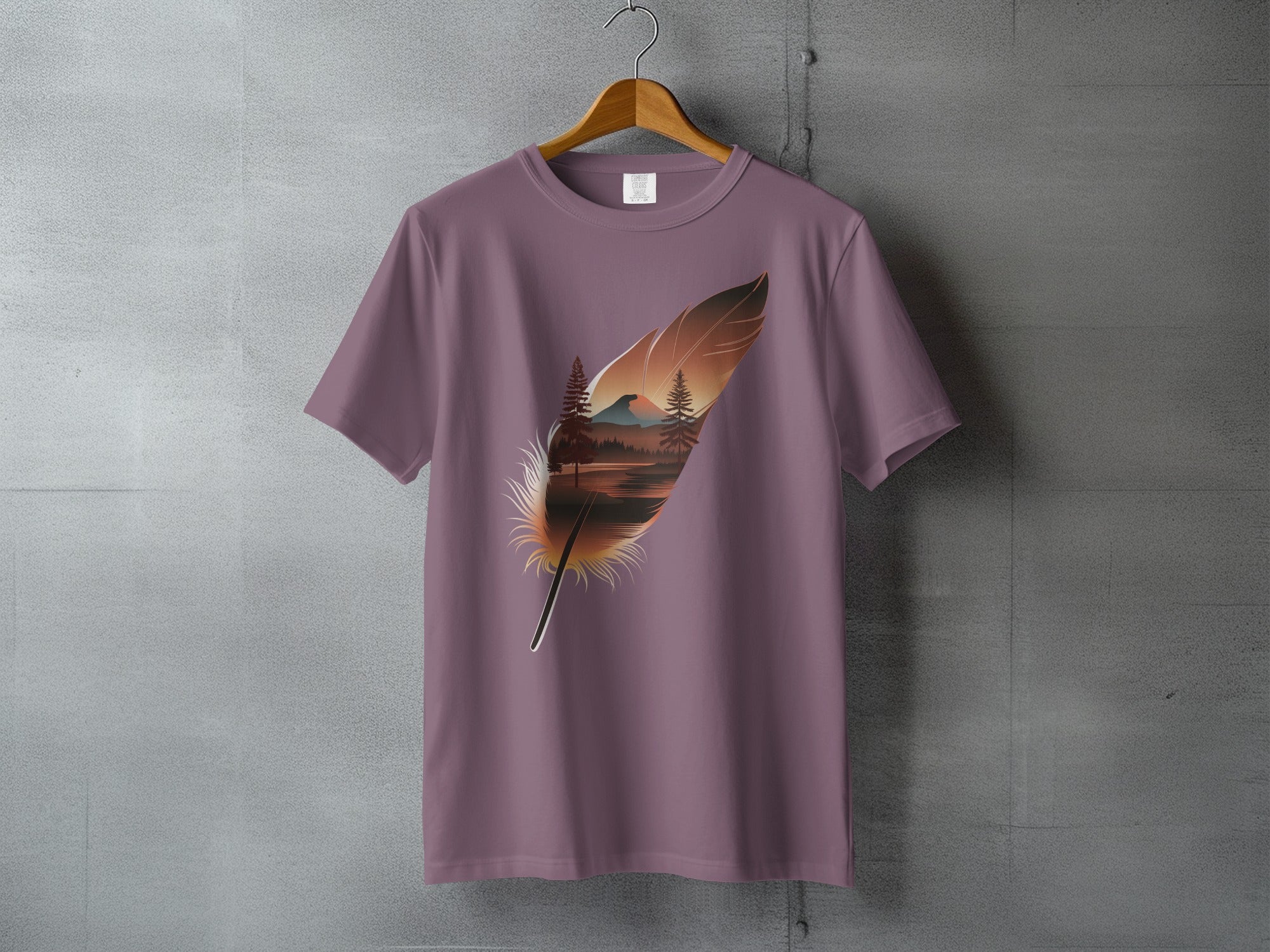 Feather Landscape Sunset Mountains Artistic T-Shirt product type