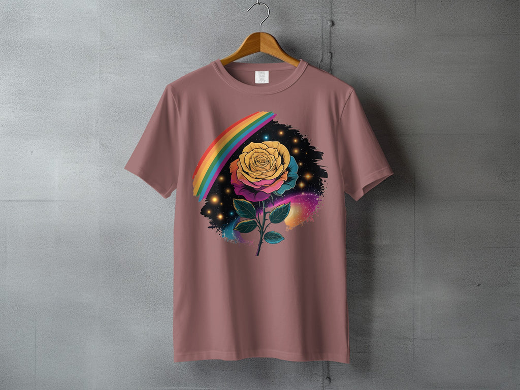 Colorful Rose Galaxy Rainbow Star Design T-Shirt product type