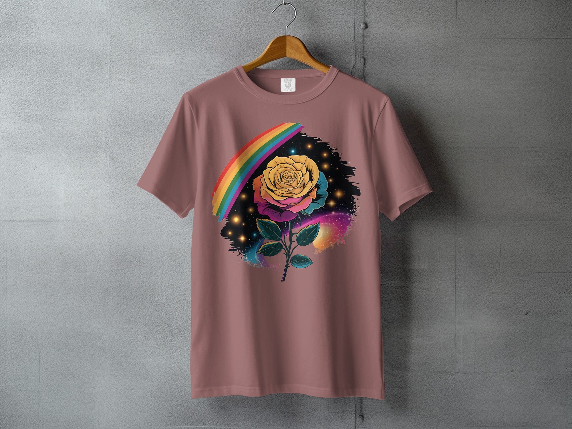 Colorful Rose Galaxy Rainbow Star Design T-Shirt product type