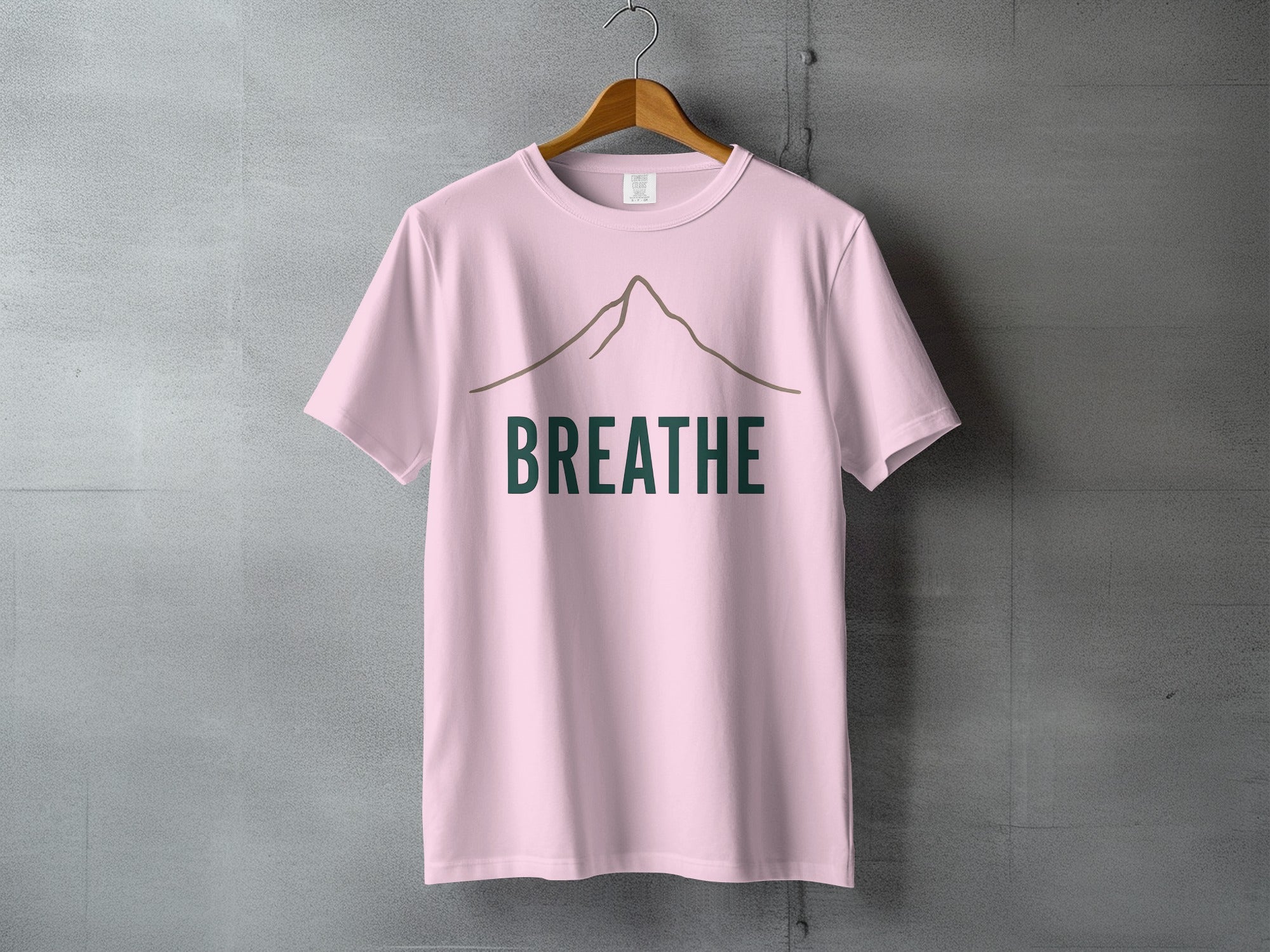 Pink Mountain Outline BREATHE Design Unique T-Shirt product type