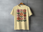 Groovy Happy Cartoon Smiling Floral Grid Beige product type